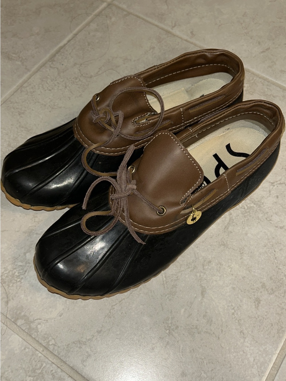 Women’s Two-Tone Sporto rain shoes - Brown and Black